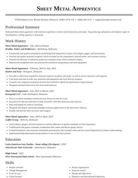 sheet metal apprentice resume|steel worker resume examples.